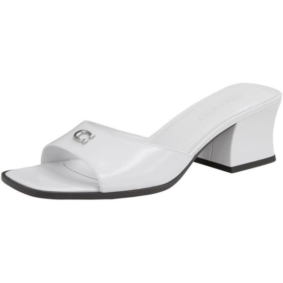 Coach Women's Optic White Sculpted C Block Heel Sandal Heeled Size 10 - Picture 1 of 4